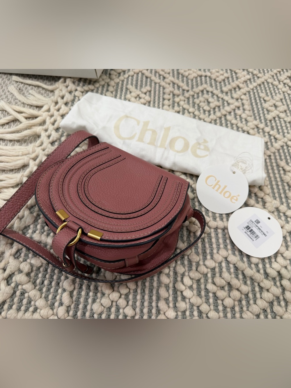 Chloe Mini Marcie Dusty Pink Leather Crossbody Bag